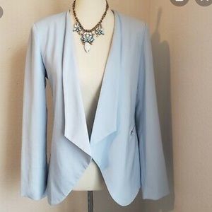 Jealous tomato light blue blazer jacket zipper